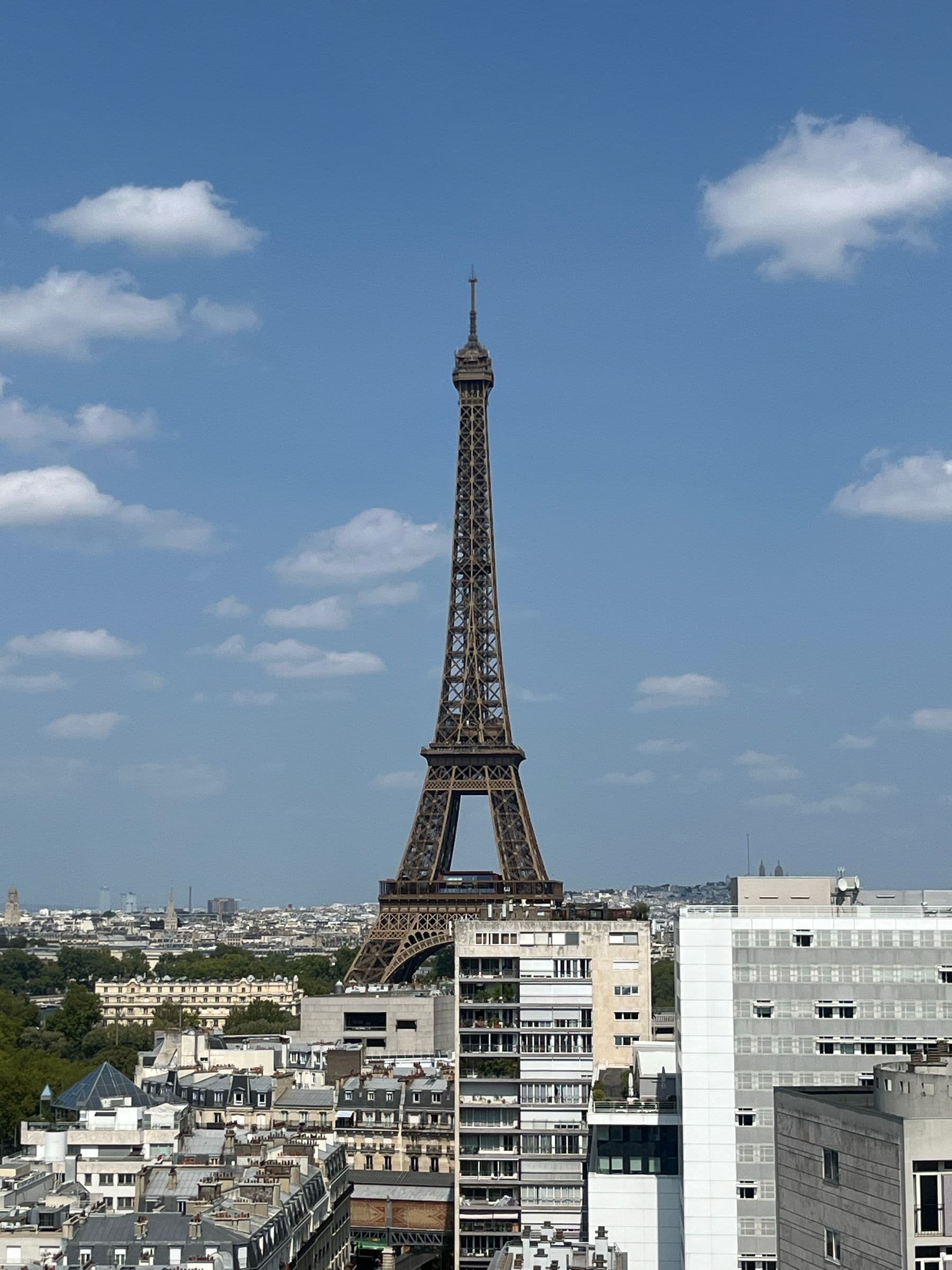 Eiffel Tower above Paris rooftops
