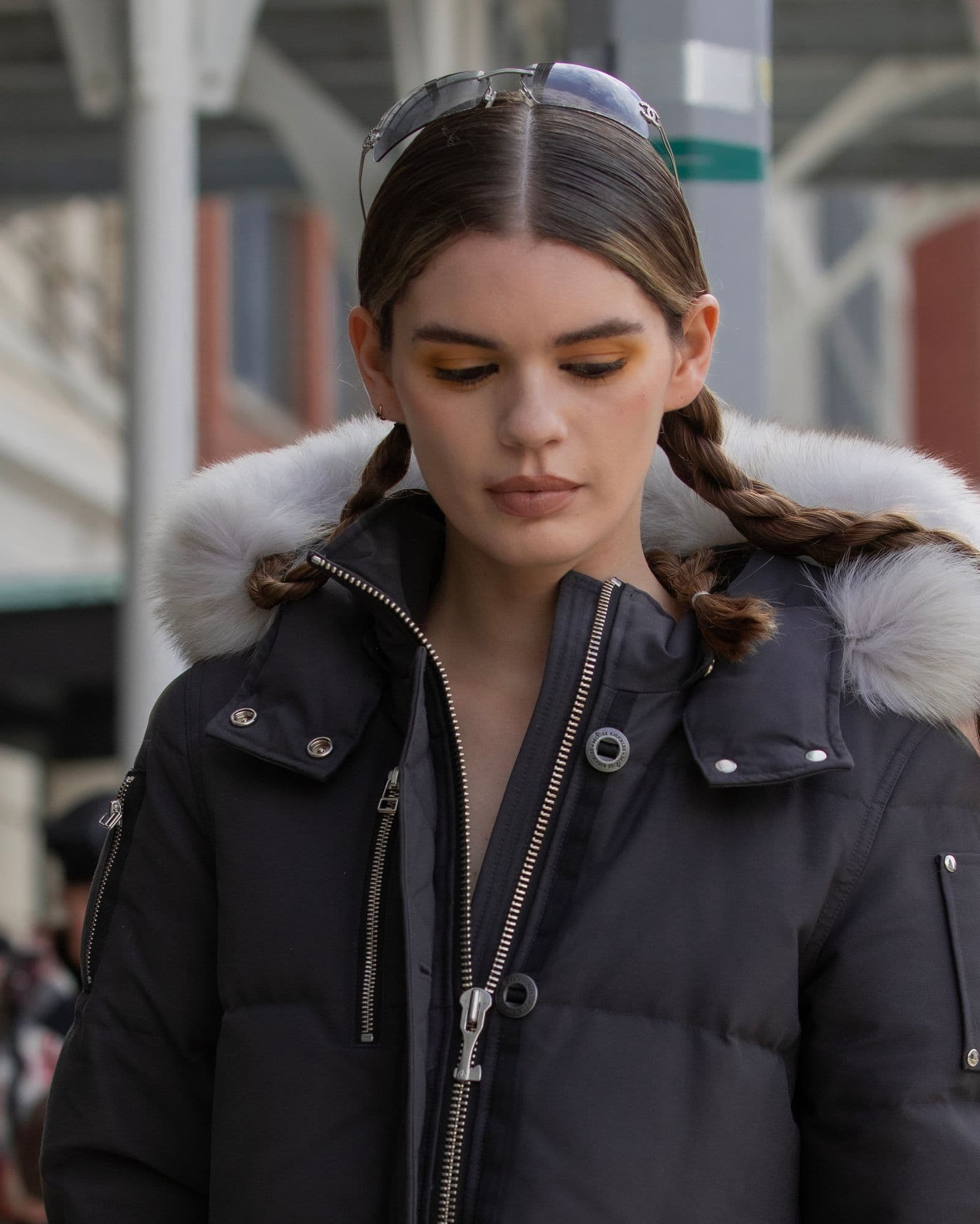 Woman wearing a warm winter coat outdoors